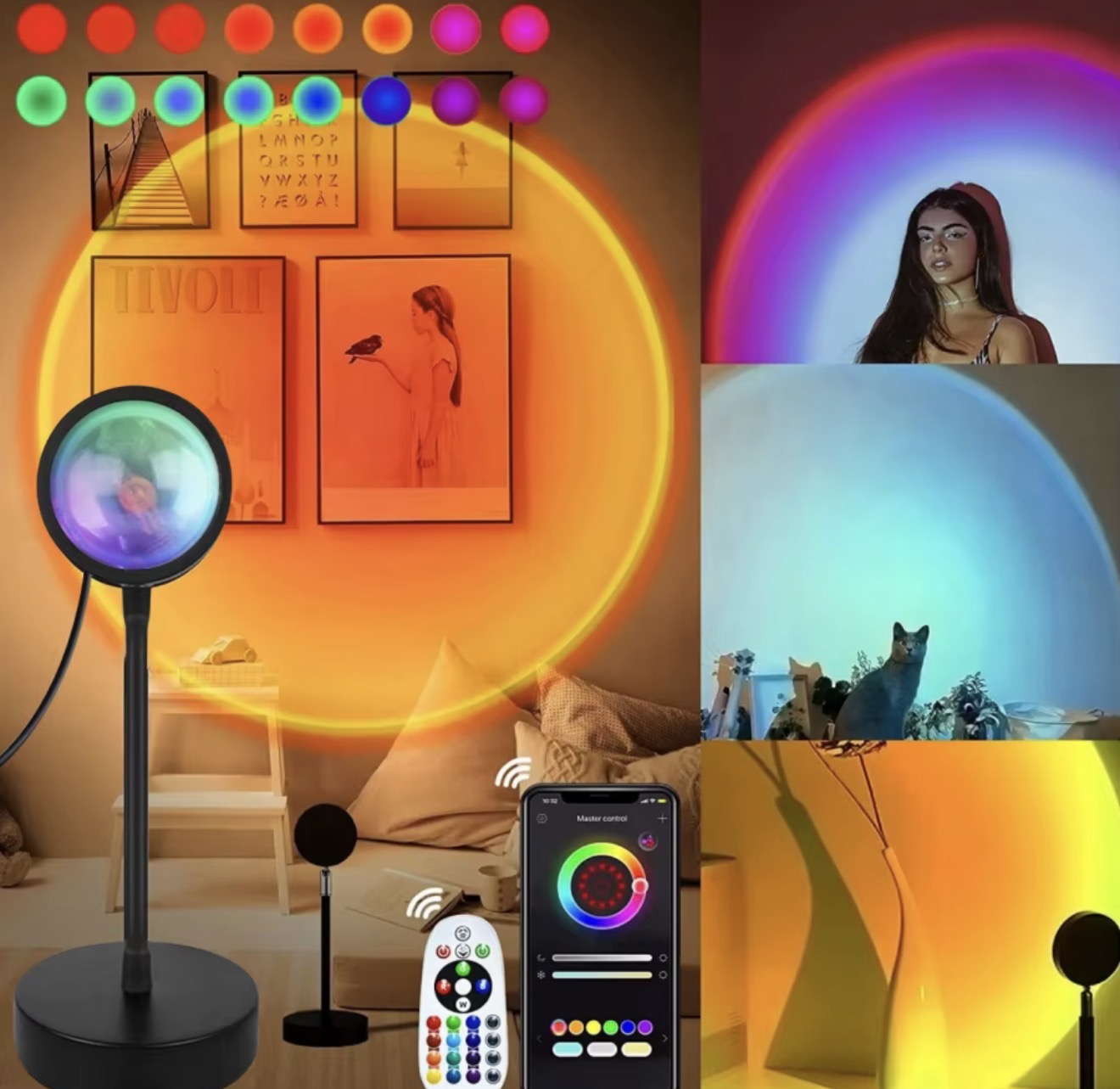 Smart Sunset Lamp Tuya LED Night Ligh USB RGB Smart Life APP Remote Projection for Room Decoration Photography Festival Birth